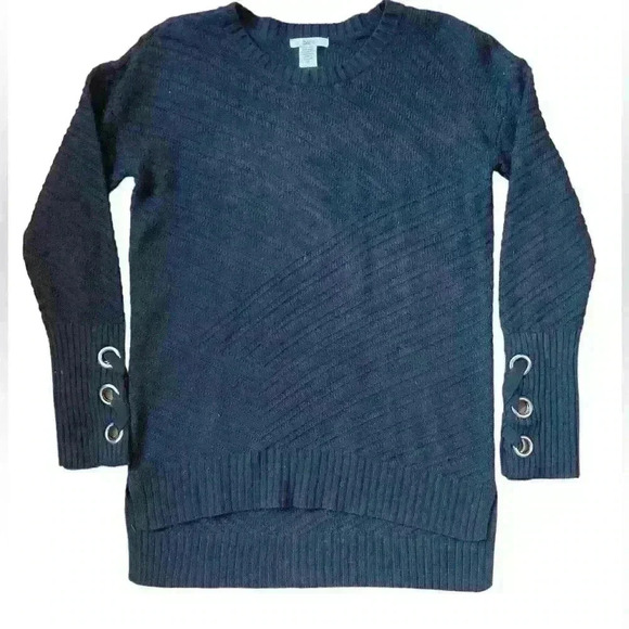 BAR III Black sweater lace up sleeve size M - Picture 2 of 4